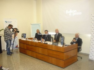 da sinistra: Emidio Isidoro, componente Cda Saga, Igor Asciutto, direttore commerciale Balkan Express, Nicola Mattoscio, presidente Saga