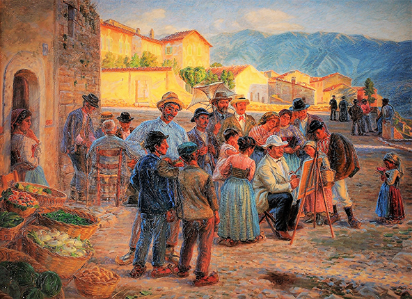 Dipinto di J. Wilhjelm che riprende K. Zahrtmann mentre dipinge a Civita